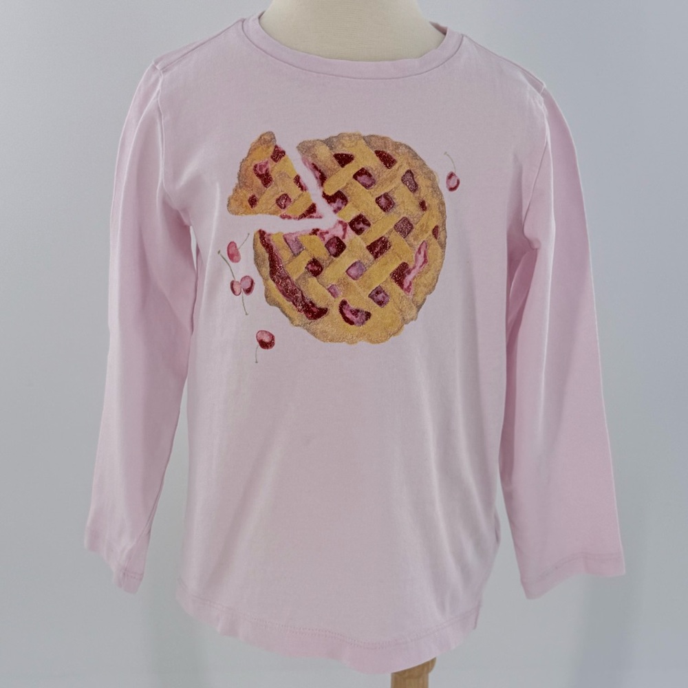 J.Crew Crewcuts Kids Pink Cherry Pie Graphic Long Sleeve Tee | XXS (2–3)